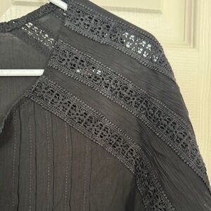 Black Lace Detail Blouse